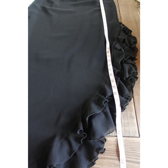 Vintage Cache Skirt 10 Black Asymmetrical Ruffle Midi Maxi Whimsigoth 90s Y2k - Picture 8 of 8